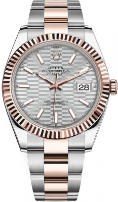 Rolex Datejust 41mm Steel and Everose Gold 126331 Silver Fluted Oyster