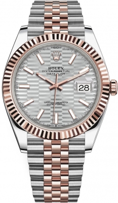 Rolex Datejust 41mm Steel and Everose Gold 126331 Silver Fluted Jubilee