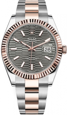 Rolex Datejust 41mm Steel and Everose Gold 126331 Slate Fluted Oyster