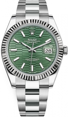 Rolex Datejust 41mm Stainless Steel 126334 Mint Green Fluted Oyster