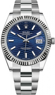Rolex Datejust 41mm Stainless Steel 126334 Bright Blue Fluted Oyster