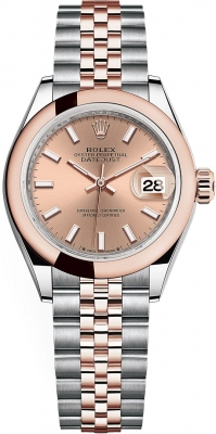 Rolex Lady Datejust 28mm Stainless Steel and Everose Gold 279161 Rose Index Jubilee
