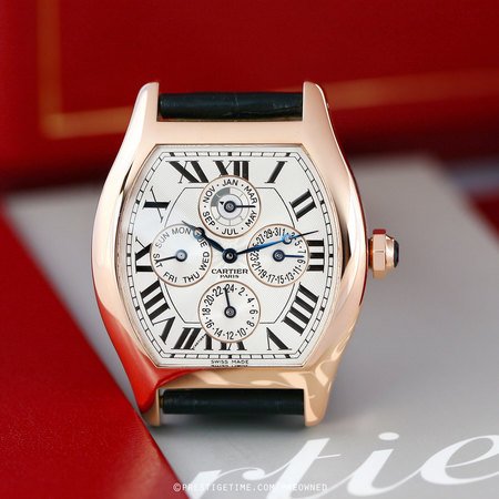 Pre-owned Cartier Tortue Perpetual Calendar GMT w1542851