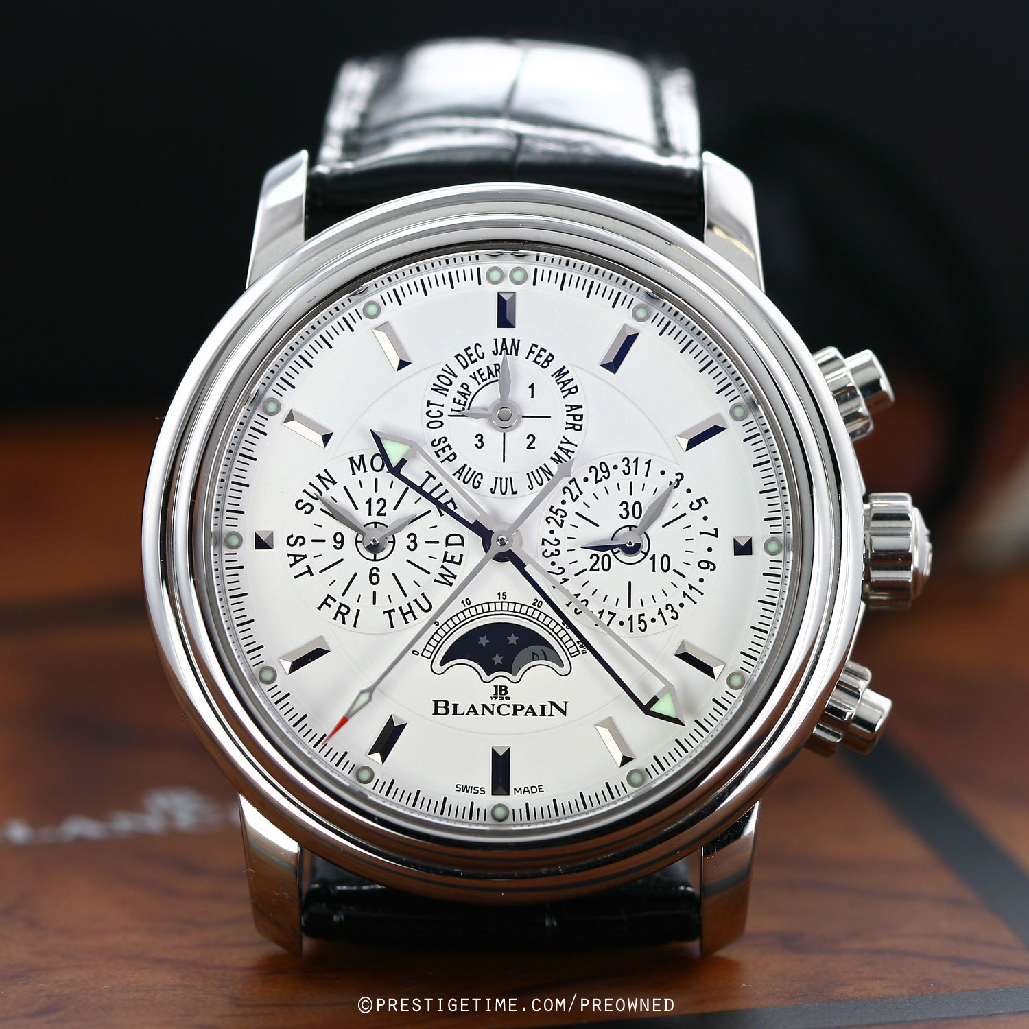 Pre-owned Blancpain Leman Flyback Chronograph Perpetual Calendar 2685f Pre-owned Blancpain Leman Flyback Chronograph Perpetual Calendar 2685f