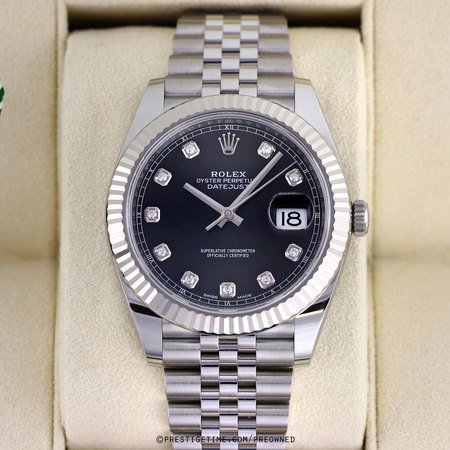 Pre-owned Rolex Datejust 41mm 126334 Black Diamond Jubilee