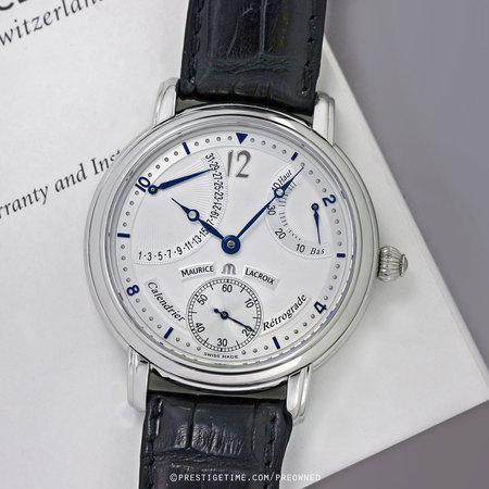 Pre-owned Maurice Lacroix Masterpiece Calendrier Retrograde Manual Wind mp7068-ss001-191