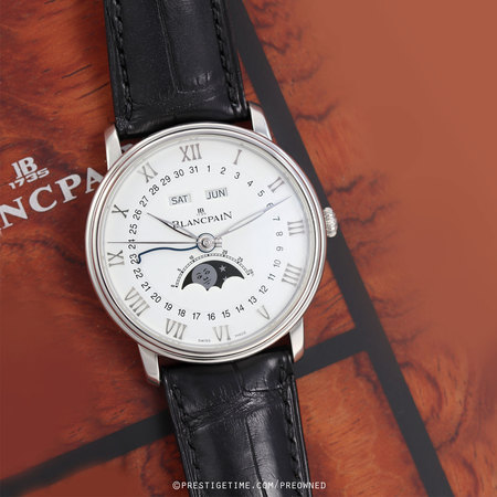 Pre-owned Blancpain Villeret Moonphase & Complete Calendar 40mm 6654-1127-55b
