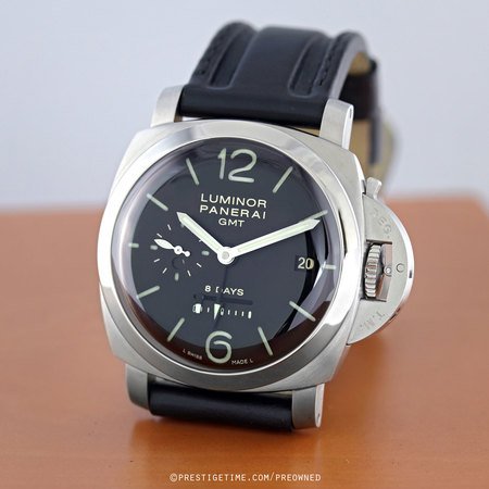 Pre-owned Panerai Luminor 1950 8 Days GMT 44mm pam00233 DOT Dial