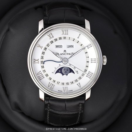 Pre-owned Blancpain Villeret Moonphase & Complete Calendar 40mm 6654a-1127-55b