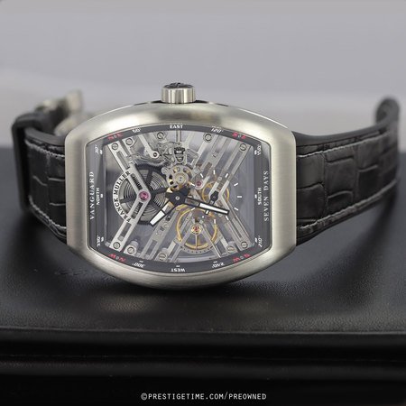 Pre-owned Franck Muller Vanguard Skeleton 7 Days V 45 S6 SQT NR BR