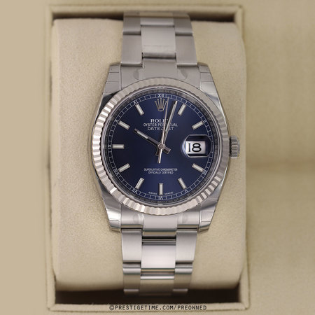 Pre-owned Rolex Datejust 36mm 116234 Blue Index