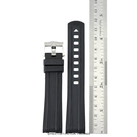 Omega  Black Rubber strap with Steel Pin Buckle