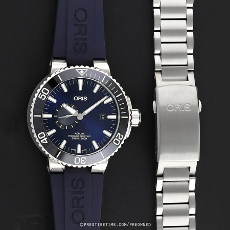 Pre-owned Oris Aquis Small Seconds & Date 45.5mm 01 743 7733 4135-07 4 24 65EB