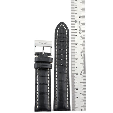 Breitling  743p.A20BA.1 Black Alligator strap with Steel Pin Buckle