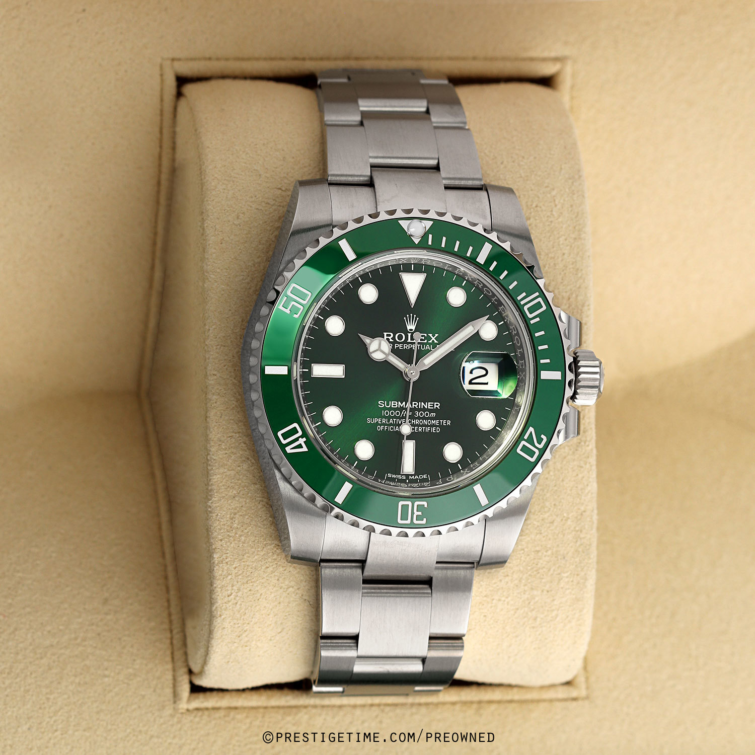 Authentic Used Rolex Submariner Hulk 116610LV Watch (10-10-ROL-352Q69)