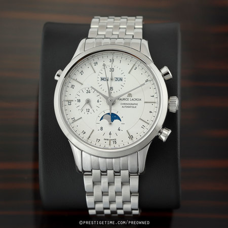 Pre-owned Maurice Lacroix Les Classiques Chronograph Triple Calendar lc6078-ss002-13e