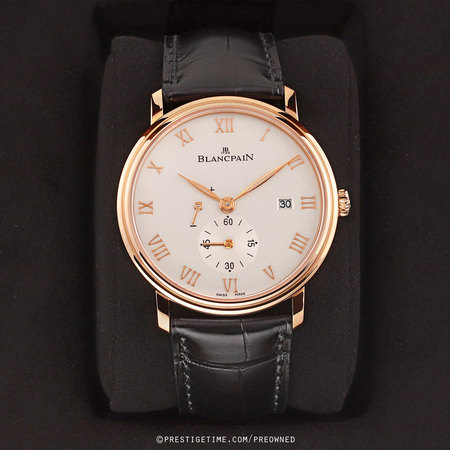 Pre-owned Blancpain Villeret Small Seconds Date & Power Reserve Mechanical 6606-3642-55b