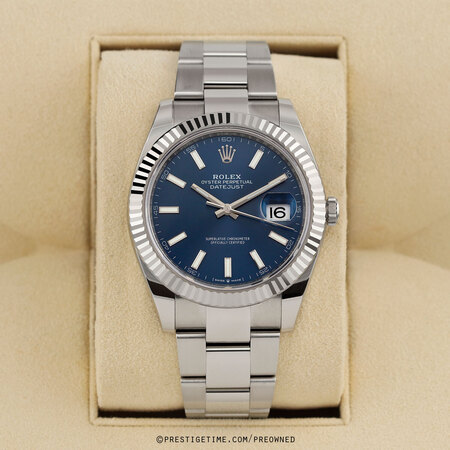 Pre-owned Rolex Datejust 41mm Stainless Steel 126334 Blue Index Oyster