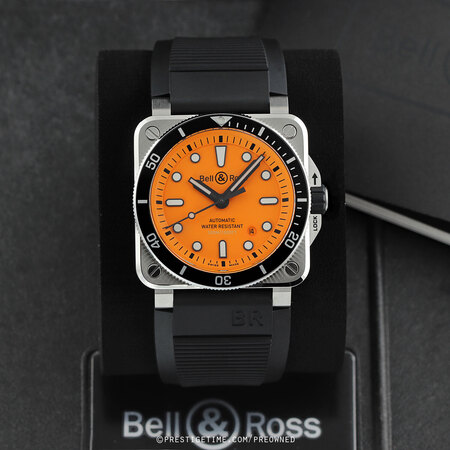 Pre-owned Bell & Ross BR03-92 Diver Orange 42mm BR0392-D-O-ST/SRB