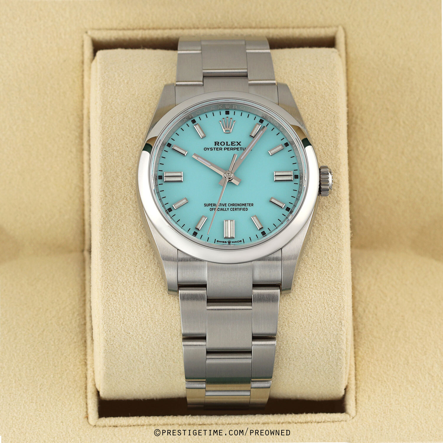 Preowned Rolex Turquoise Blue Oyster Perpetual 36mm 126000