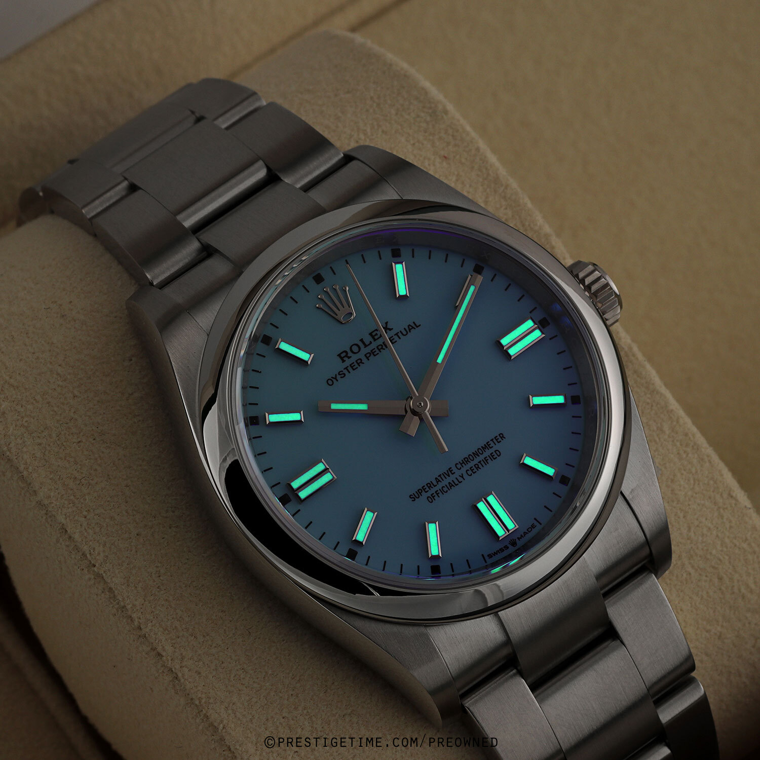 Preowned Rolex Turquoise Blue Oyster Perpetual 36mm 126000