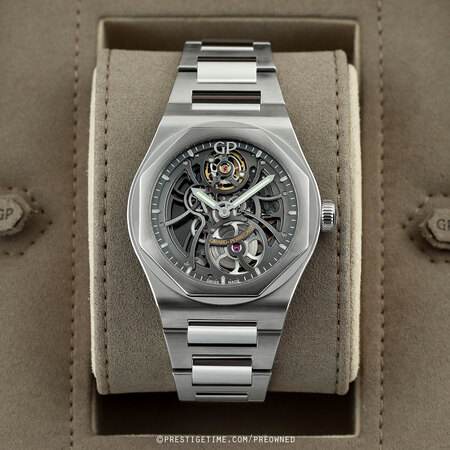 Pre-owned Girard Perregaux Laureato Skeleton Automatic 42mm 81015-11-001-11a
