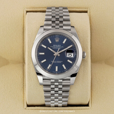 Pre-owned Rolex Datejust 41mm 126300 Blue Index Jubilee