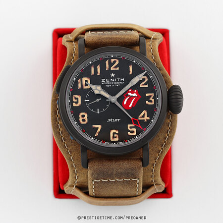 Pre-owned Zenith Rolling Stones Pilot Type 20 GMT 96.2435.693/97.c738
