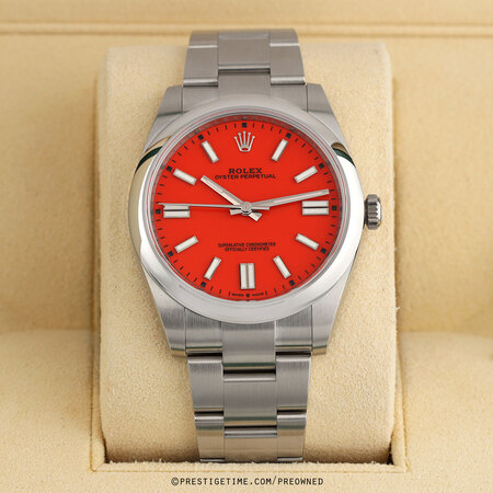 Pre-owned Rolex Oyster Perpetual 41mm 124300 Coral Red