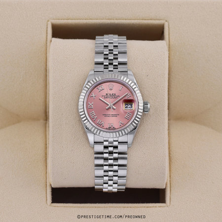 Pre-owned Rolex Lady Datejust 28mm Stainless Steel 279174 Pink Roman Jubilee