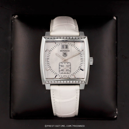 Pre-owned Tag Heuer Monaco Big Date Quartz 37mm waw1313.fc6247