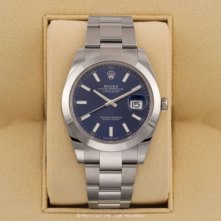 Pre-owned Rolex Datejust 41mm 126300 Blue Index Oyster