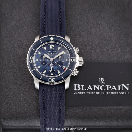 Pre-owned Blancpain Fifty Fathoms Complete Calendar Flyback Chronograph 45mm 5066f-1140-52b