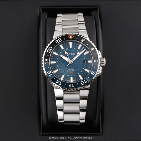 Pre-owned Oris Whale Shark Aquis GMT Date 43.5mm 01 798 7754 4175-Set