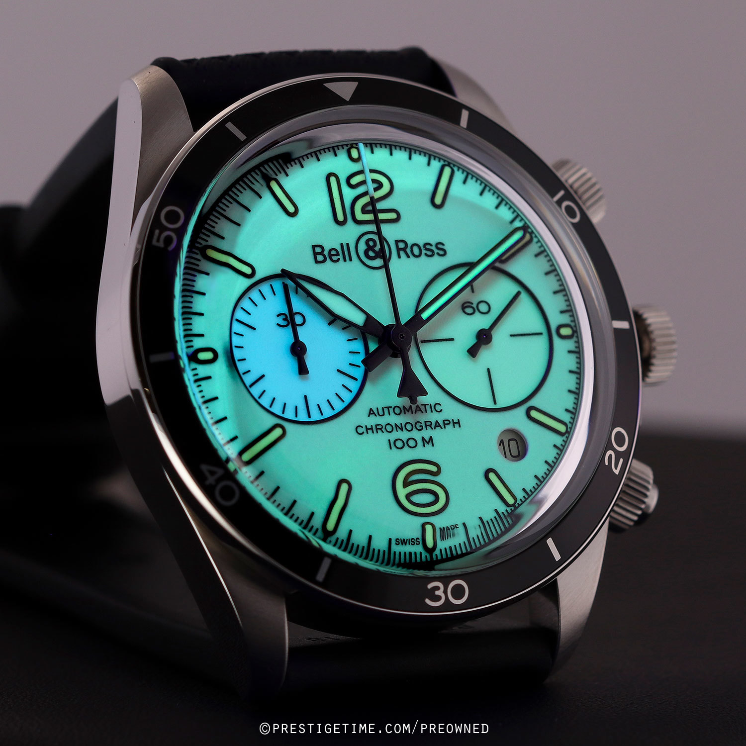 Pre-owned Bell & Ross BR V2-94 FULL LUME Chronograph 41mm BRV294