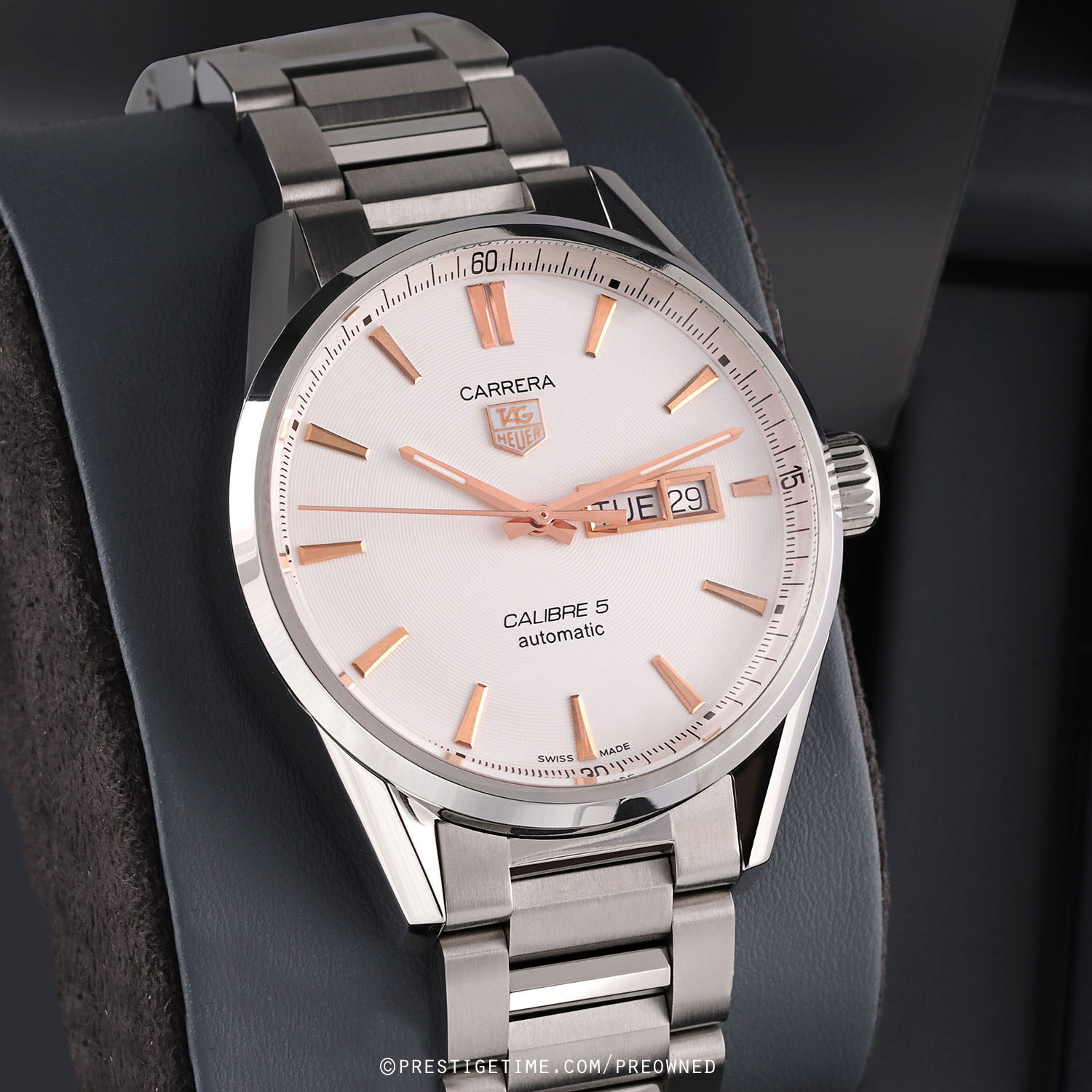Pre-owned Tag Heuer Carrera Day Date Caliber 5 41mm war201d.ba0723