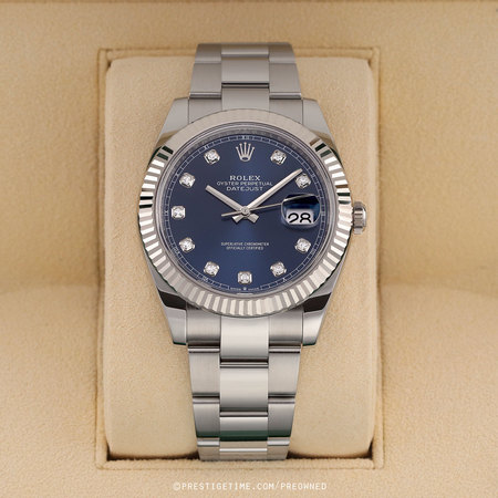 Pre-owned Rolex Datejust 41mm 126334 Blue Diamond Oyster