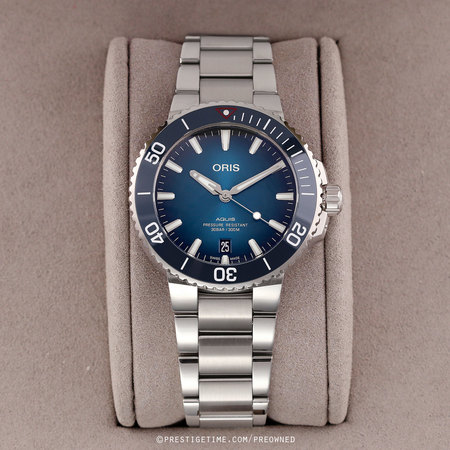 Pre-owned Oris Aquis Clean Oceans 39.5mm Limited Edition 01 733 7732 4185-Set