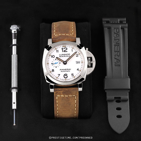 Pre-owned Panerai FACTORY SERVICED Luminor Marina Automatic 3 Days 42mm pam01523