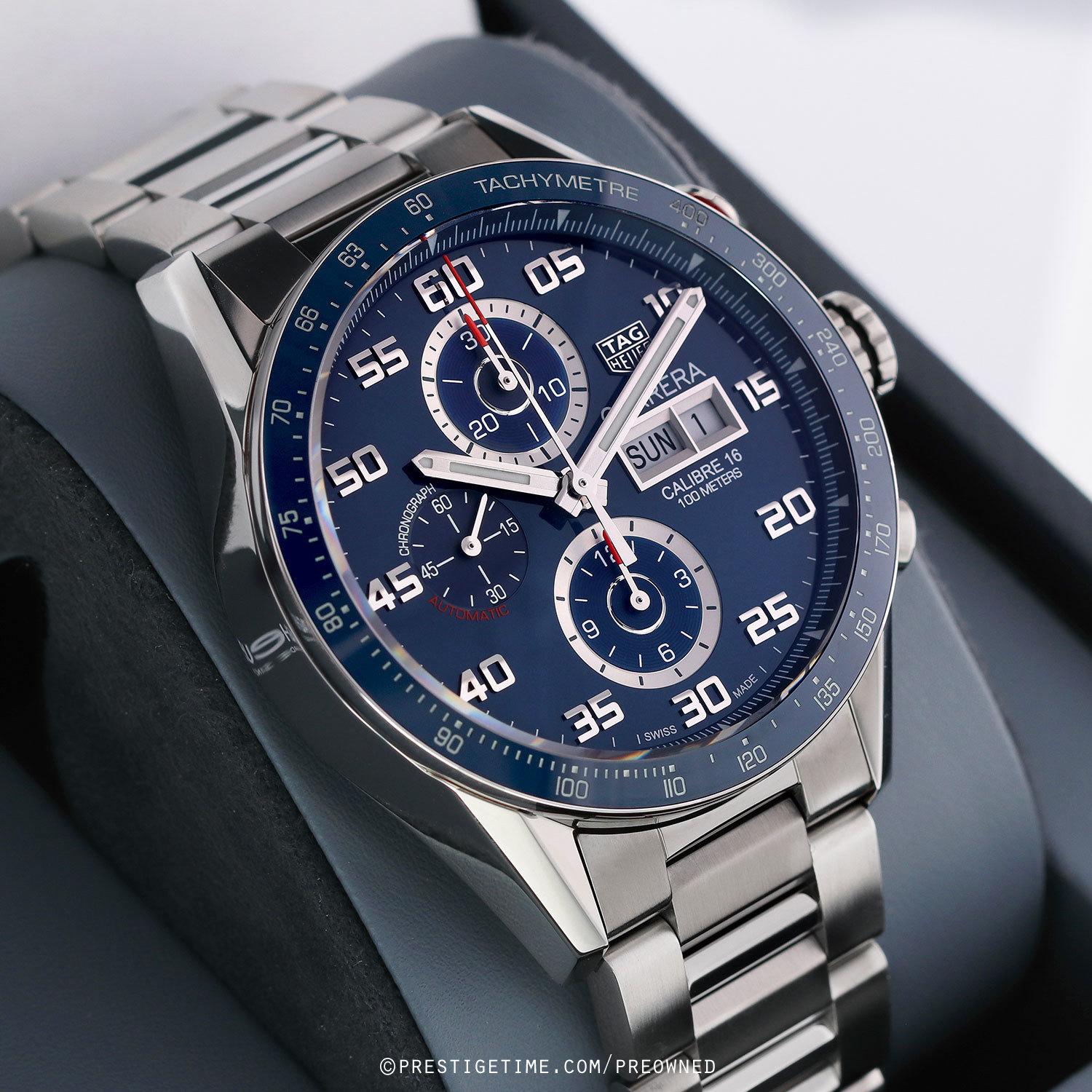 Pre-owned Tag Heuer Carrera Day Date Automatic Chronograph 43mm 