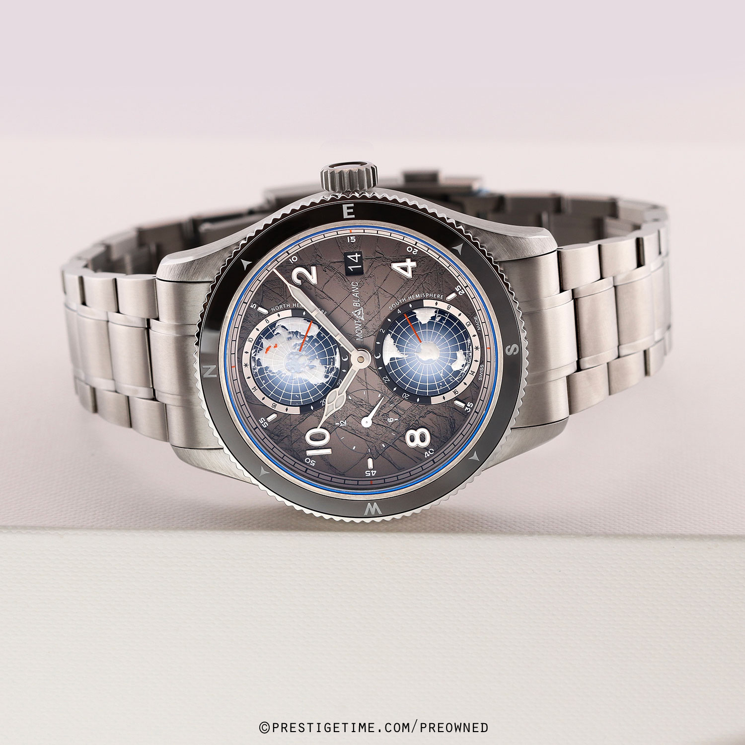 Pre-owned Montblanc 1858 Geosphere 0 Oxygen The 8000 42mm 130982