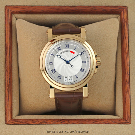 Pre-owned Breguet FACTORY SERVICED Marine Automatic Big Date 39mm 5817ba/12/9v8