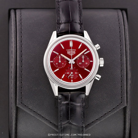 Pre-owned Tag Heuer Carrera  Chronograph Glassbox RED 39mm CBK221G.FC6479