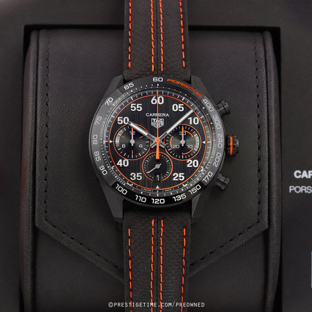 Pre-owned Tag Heuer Carrera Chronograph x Porsche Orange Racing 44mm cbn2a1m.fc6526
