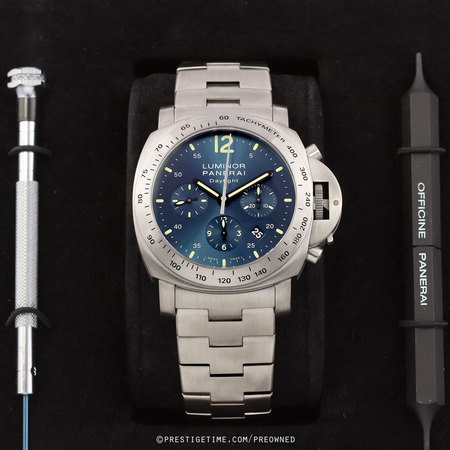 Pre-owned Panerai FACTORY SERVICED Luminor Daylight Titanium 44mm pam00327