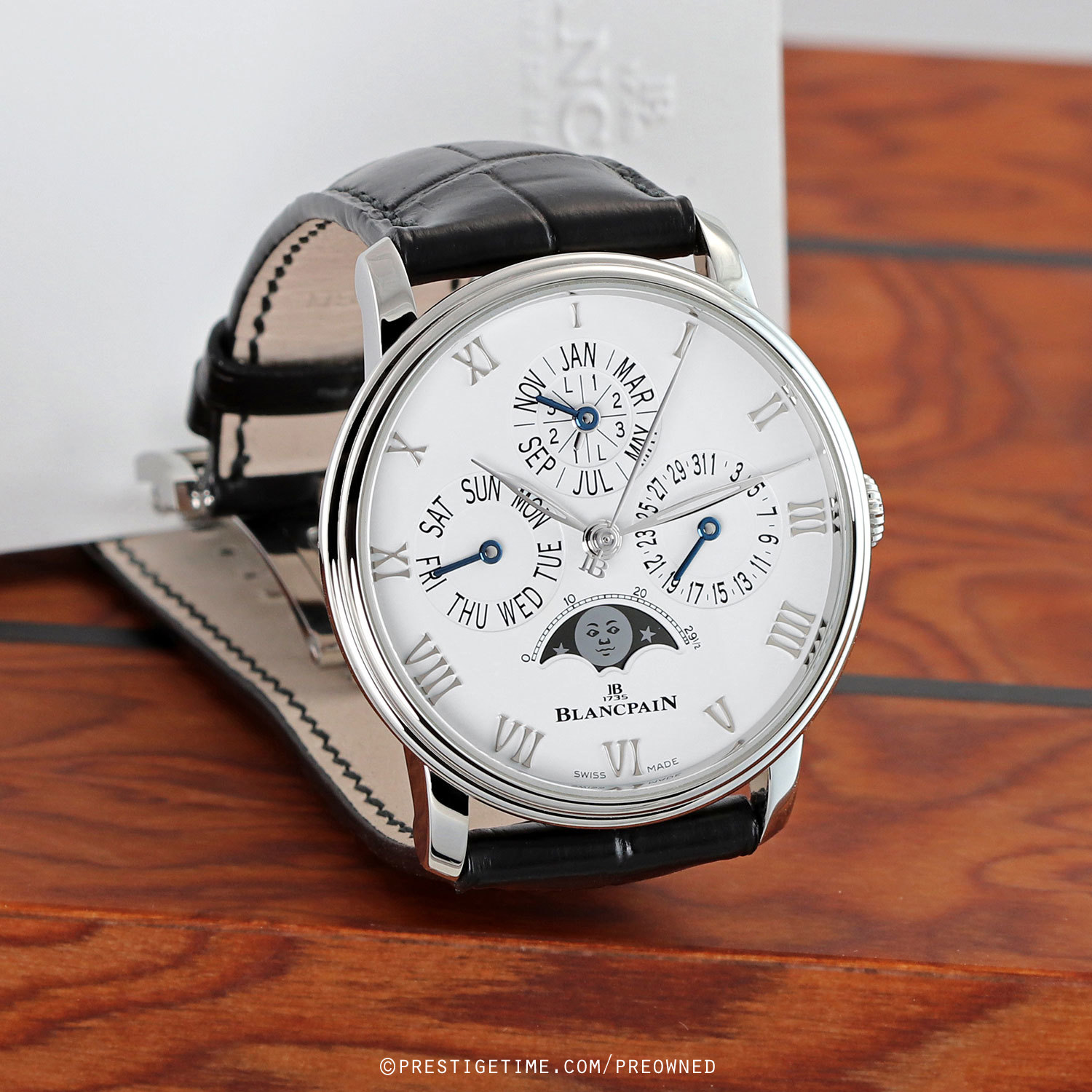 Pre-owned Blancpain Villeret Quantieme Perpetual 40mm 6656-1127-55b