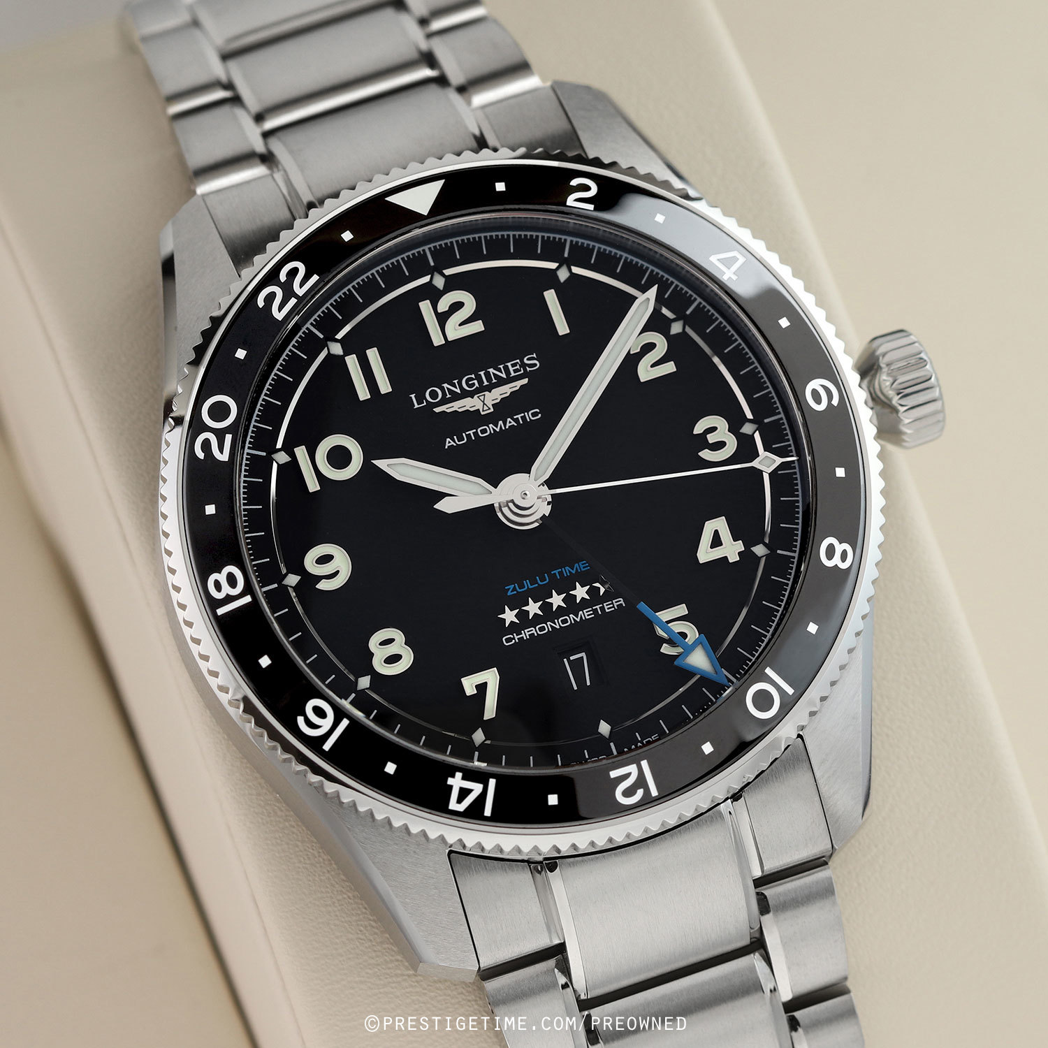 Pre-owned Longines Spirit Zulu Time 42mm L3.812.4.53.2