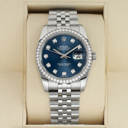 Pre-owned Rolex Datejust 36mm 116244 Blue Diamond Jubilee