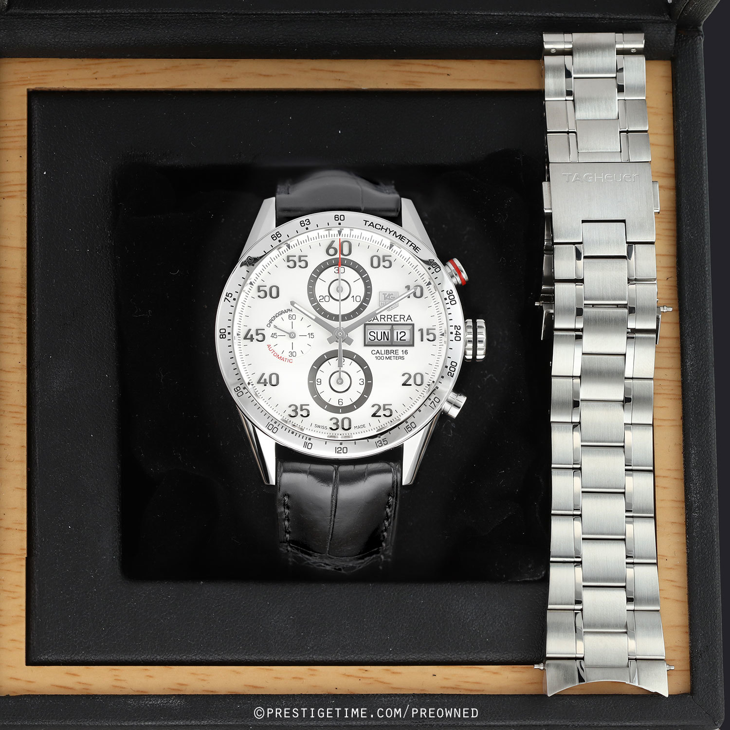 Pre-owned Tag Heuer Carrera Day Date Automatic Chronograph 43mm 