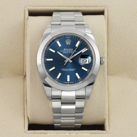 Pre-owned Rolex Datejust 41mm 126300 Blue Index Oyster